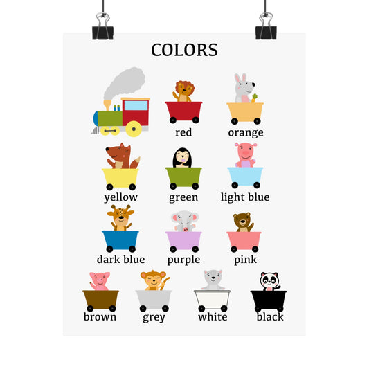 Colors Poster for Kids | Educational Color Chart | Toddler Learning Wall Art for Nursery, Playroom & Classroom Decor