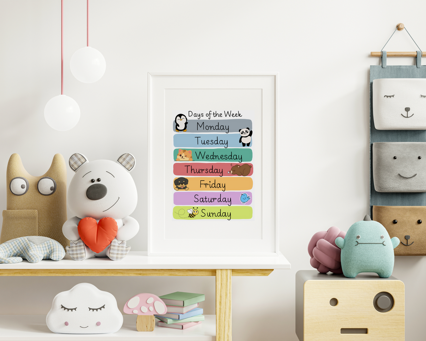 Days of the Week Toddler Educational Poster Colorful Learning Wall Art for Kids Perfect for Playrooms Classrooms and Nurseries