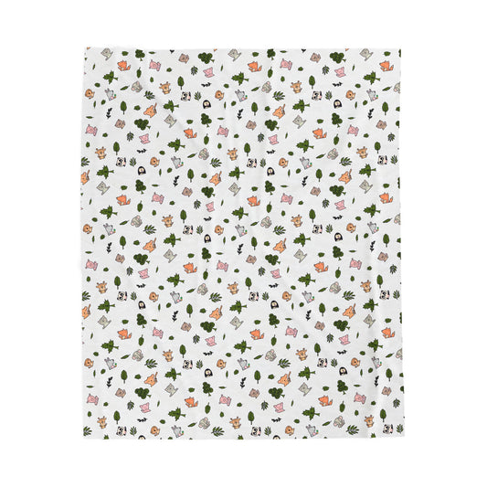 Zoo Safari Velveteen Plush Blanket Soft Cozy Animal Print Throw for Kids and Adults