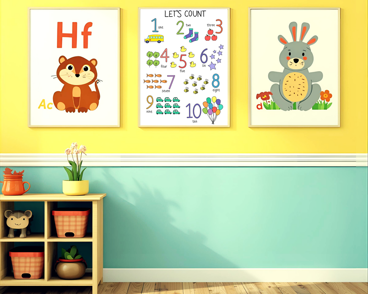 Educational Counting Poster, Kids Learning Wall Art, Classroom Decor, Nursery Print, Childrens Room Decoration