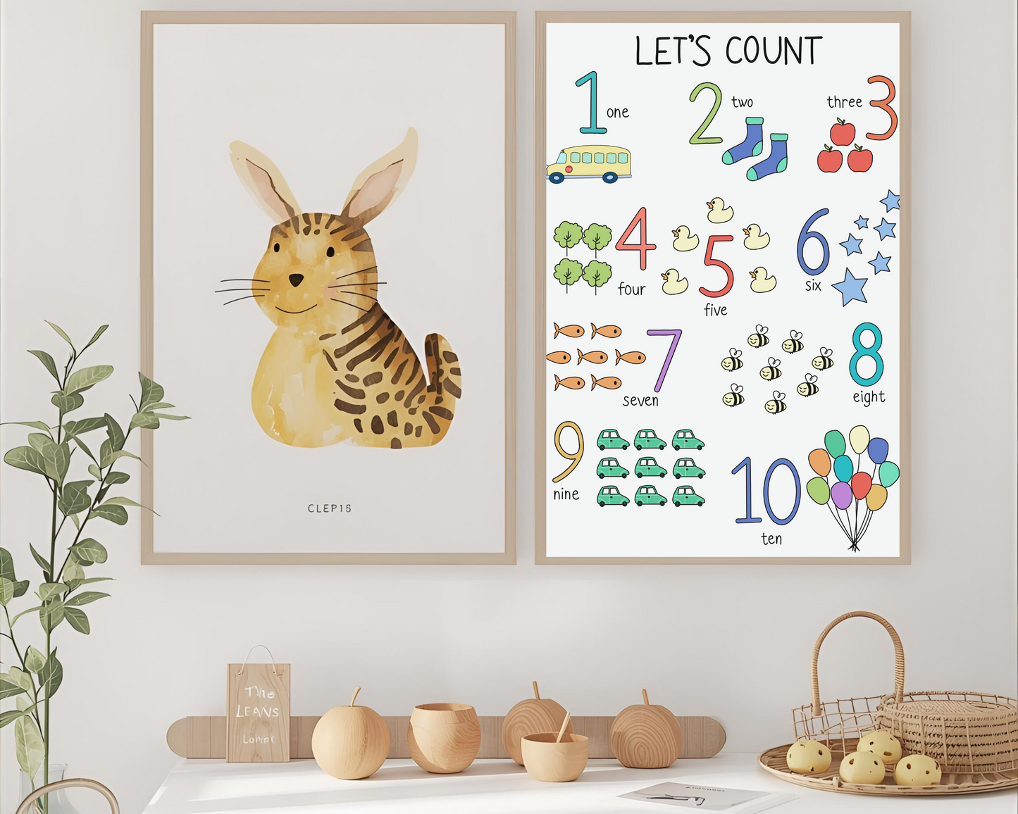 Educational Counting Poster, Kids Learning Wall Art, Classroom Decor, Nursery Print, Childrens Room Decoration