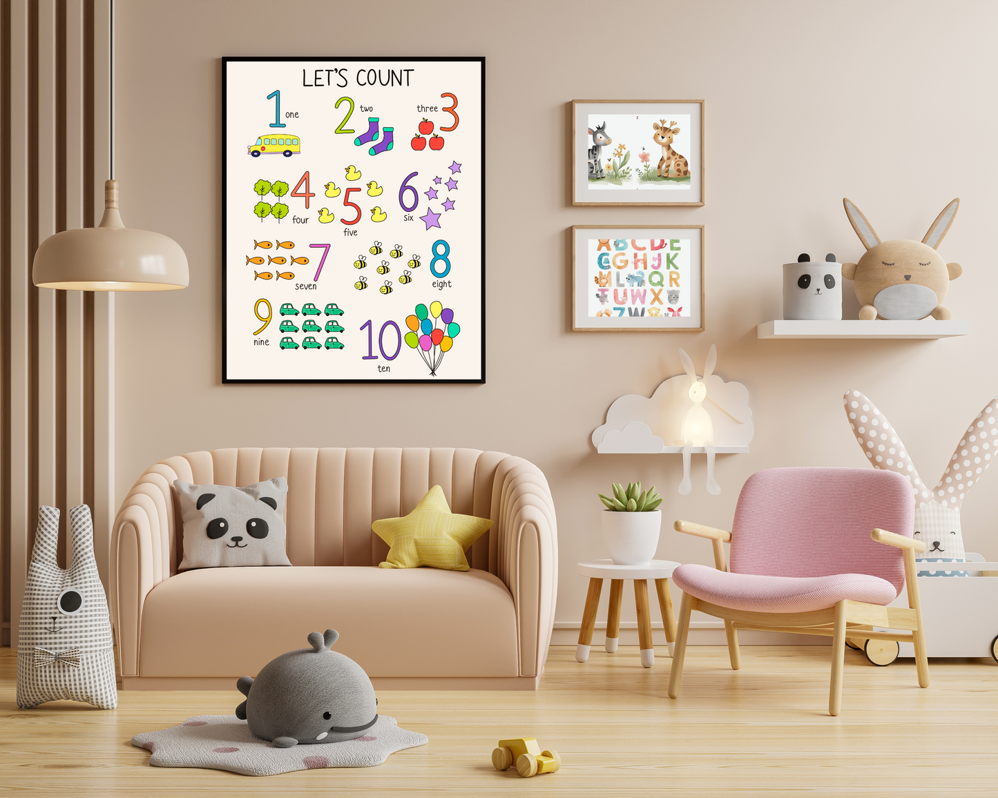 Educational Counting Poster, Kids Learning Wall Art, Classroom Decor, Nursery Print, Childrens Room Decoration