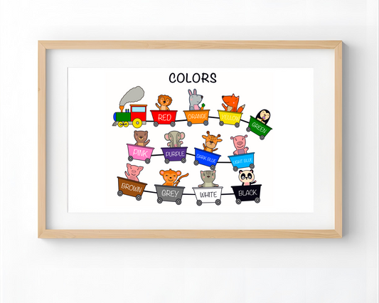 Toddler Colors Learning Poster Educational Wall Art for Kids Color Recognition Preschool Nursery Decor