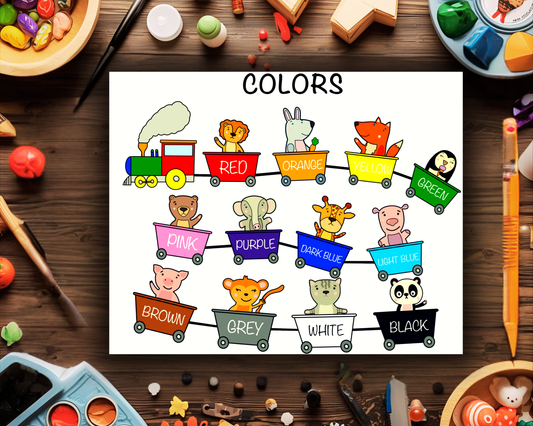 Toddler Colors Learning Poster Educational Wall Art for Kids Color Recognition Preschool Nursery Decor