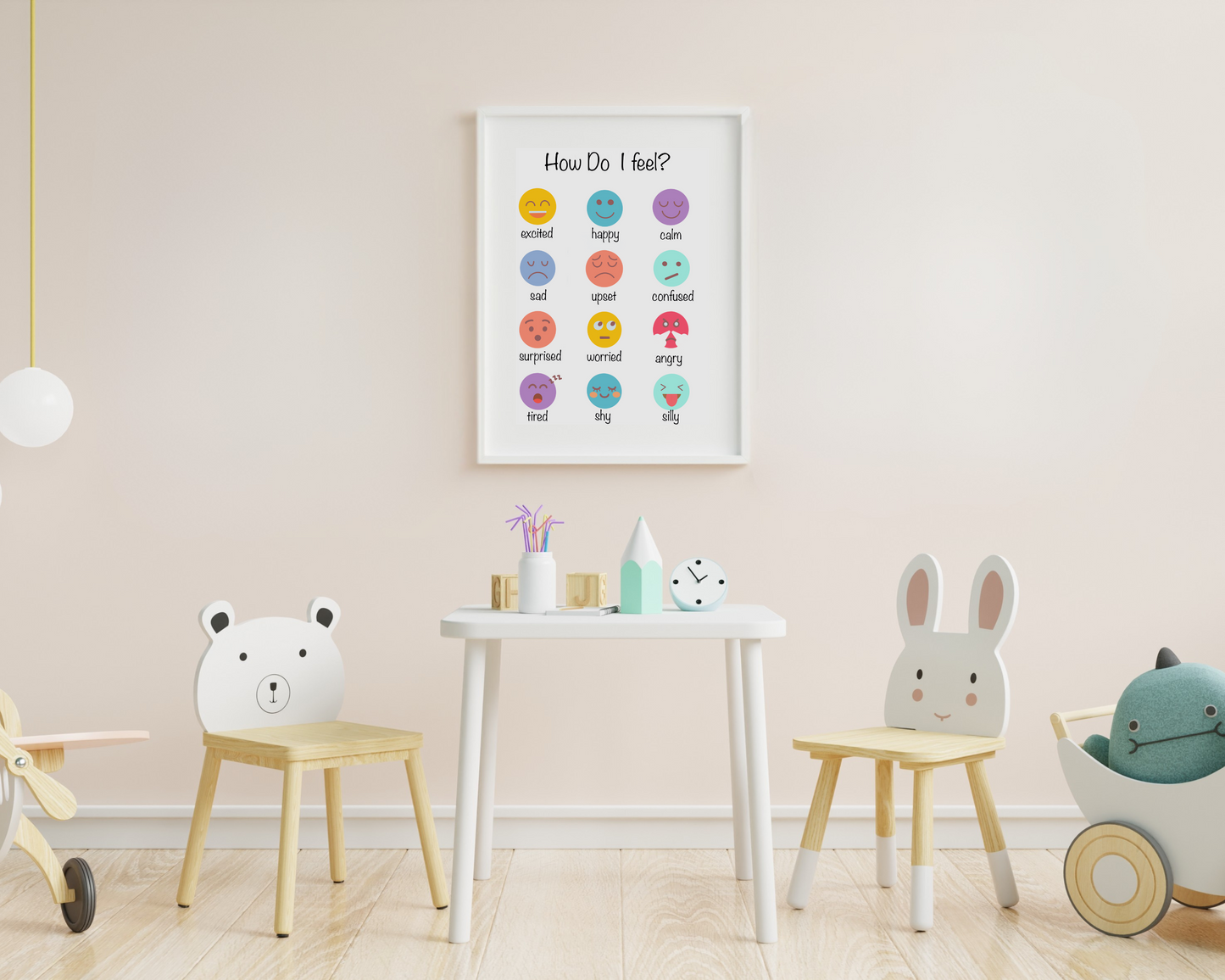 Toddler Emotions Learning Poster Educational Wall Art for Kids Feelings Recognition Preschool Nursery Decor