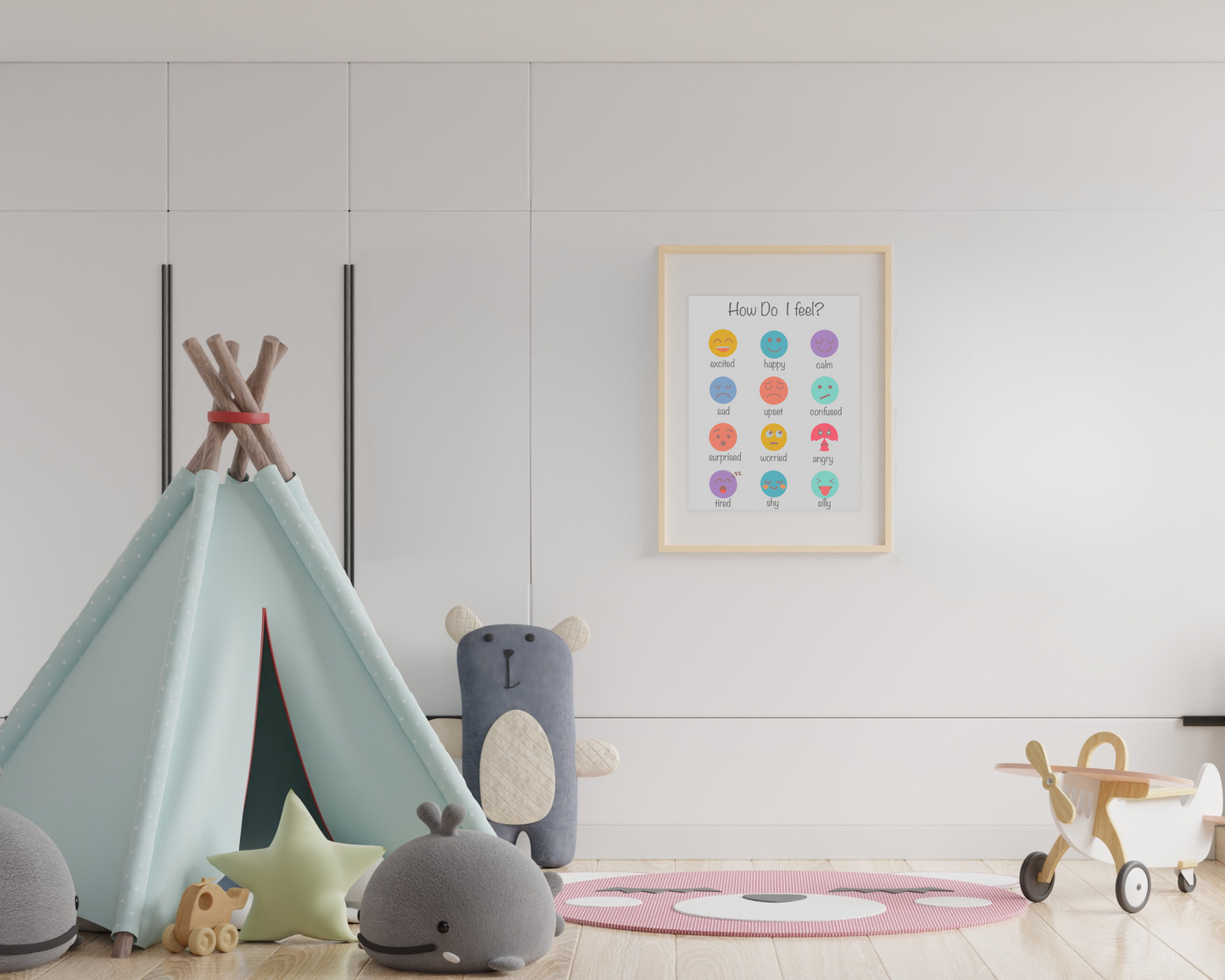 Toddler Emotions Learning Poster Educational Wall Art for Kids Feelings Recognition Preschool Nursery Decor