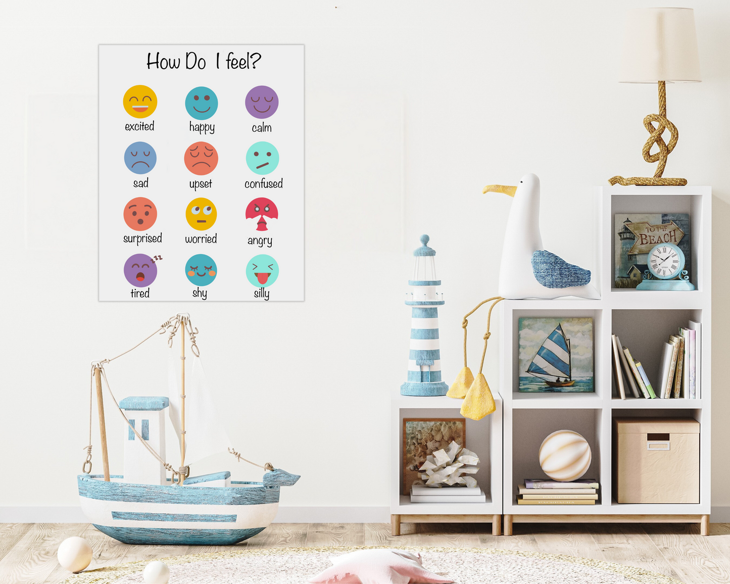 Toddler Emotions Learning Poster Educational Wall Art for Kids Feelings Recognition Preschool Nursery Decor