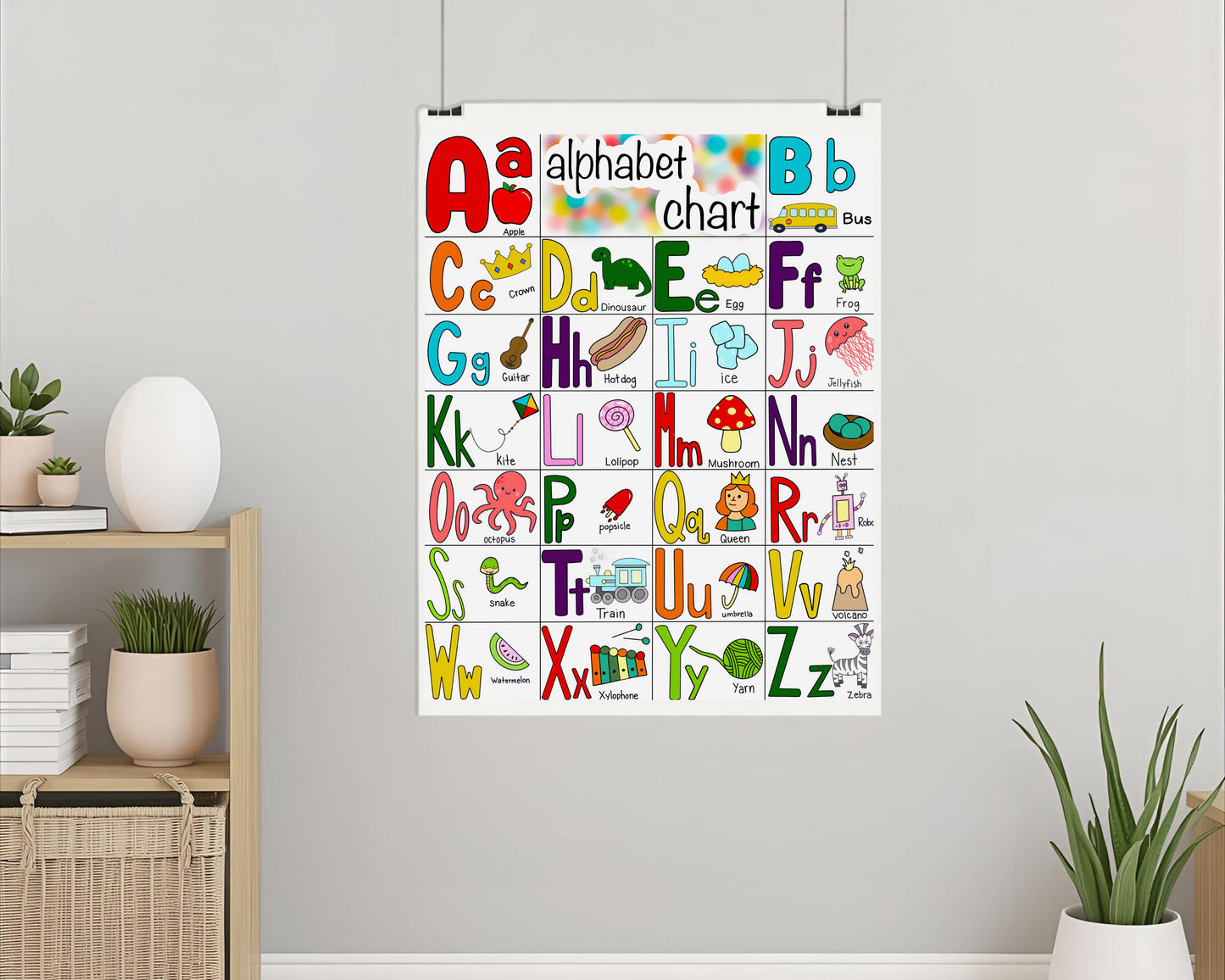Toddler Alphabet Learning Poster Educational Wall Art for Kids ABC Recognition Preschool Nursery Decor