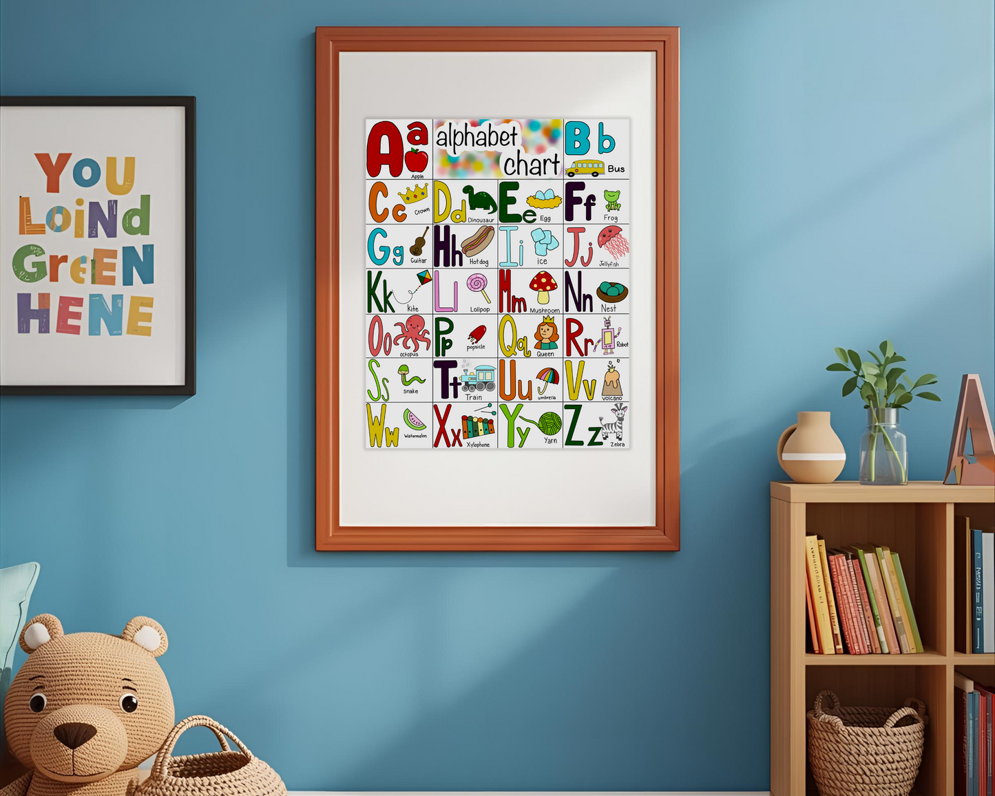 Toddler Alphabet Learning Poster Educational Wall Art for Kids ABC Recognition Preschool Nursery Decor