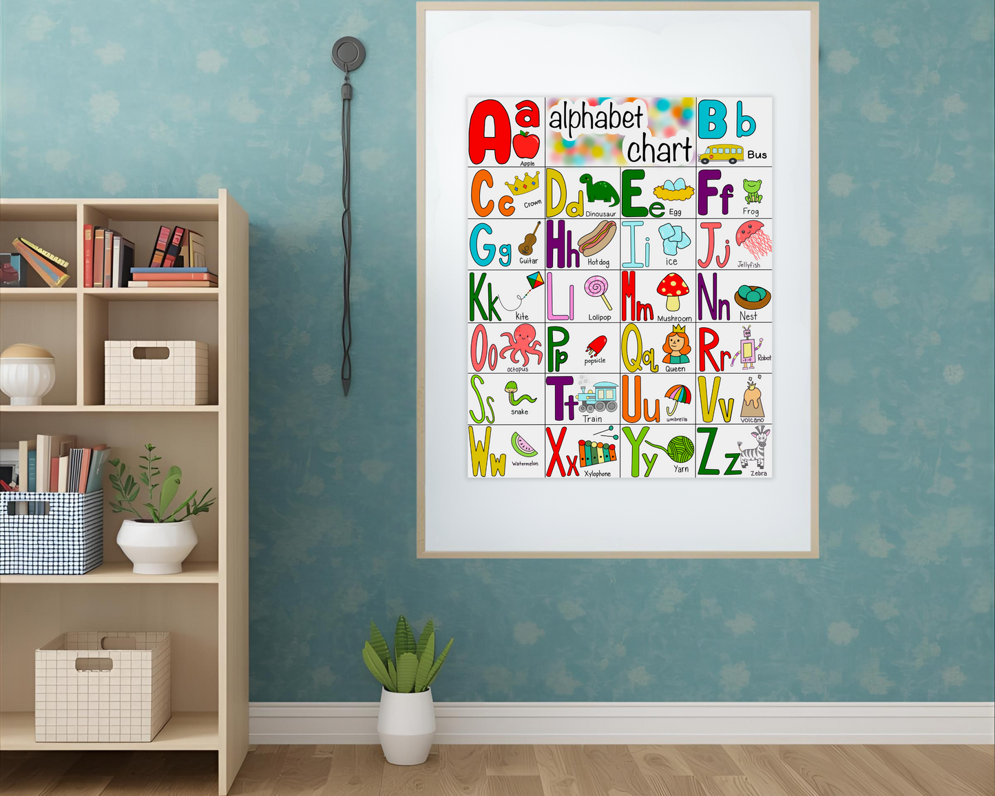 Toddler Alphabet Learning Poster Educational Wall Art for Kids ABC Recognition Preschool Nursery Decor