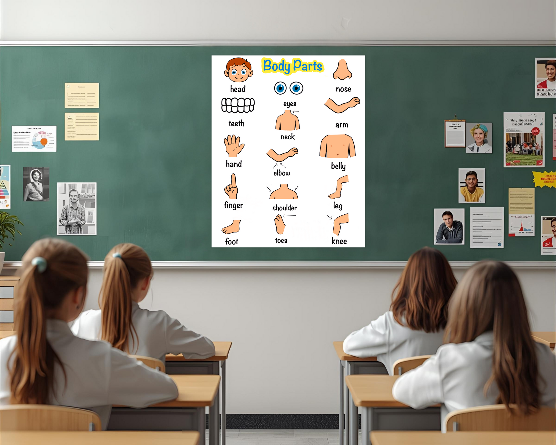 Body Parts Educational Poster for Toddlers Colorful Learning Wall Art for Kids Perfect for Playrooms Classrooms and Nurseries