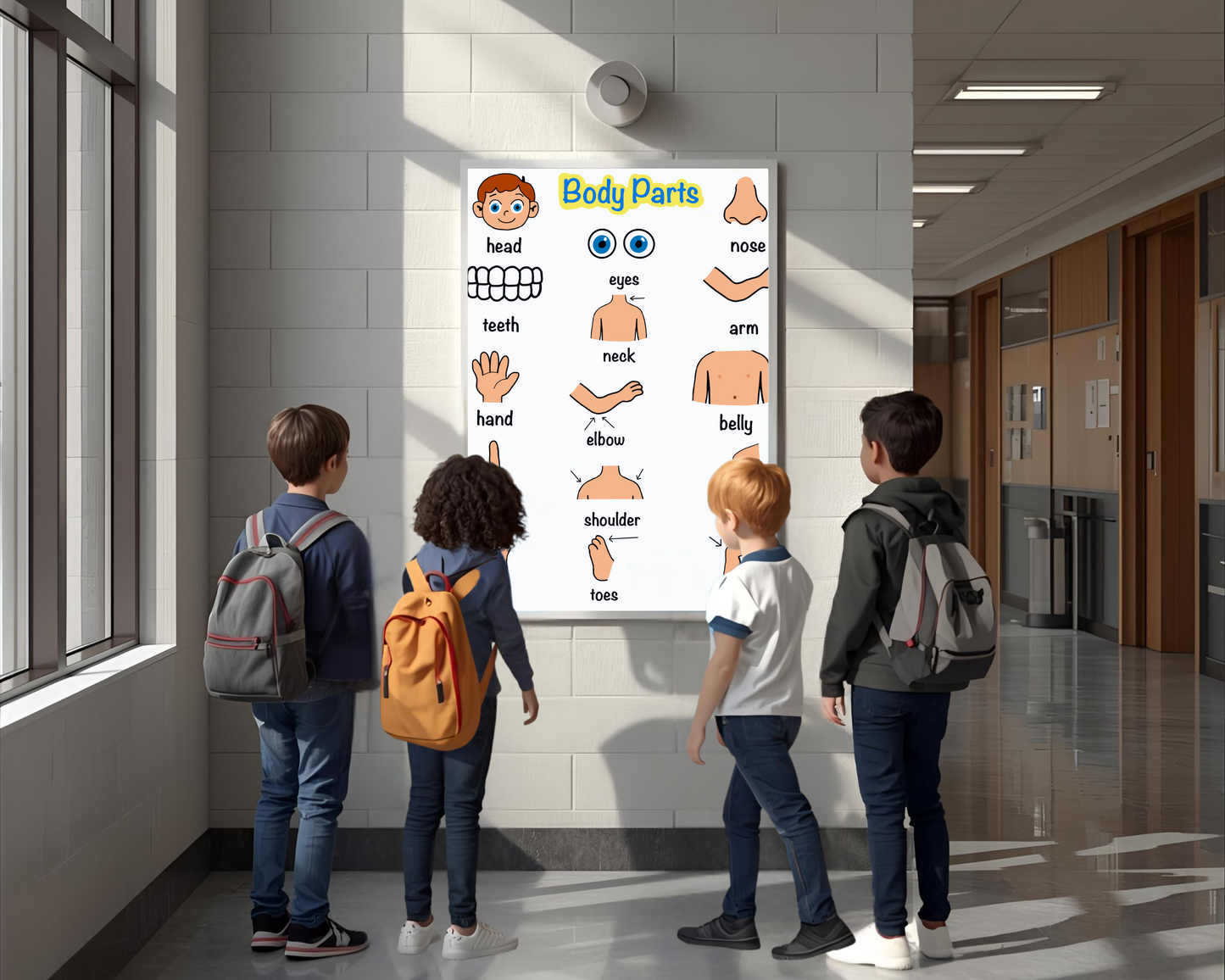 Body Parts Educational Poster for Toddlers Colorful Learning Wall Art for Kids Perfect for Playrooms Classrooms and Nurseries