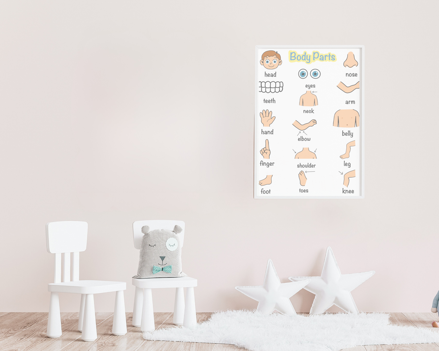 Body Parts Educational Poster for Toddlers Colorful Learning Wall Art for Kids Perfect for Playrooms Classrooms and Nurseries