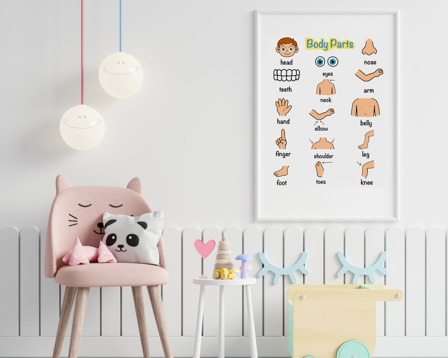 Body Parts Educational Poster for Toddlers Colorful Learning Wall Art for Kids Perfect for Playrooms Classrooms and Nurseries