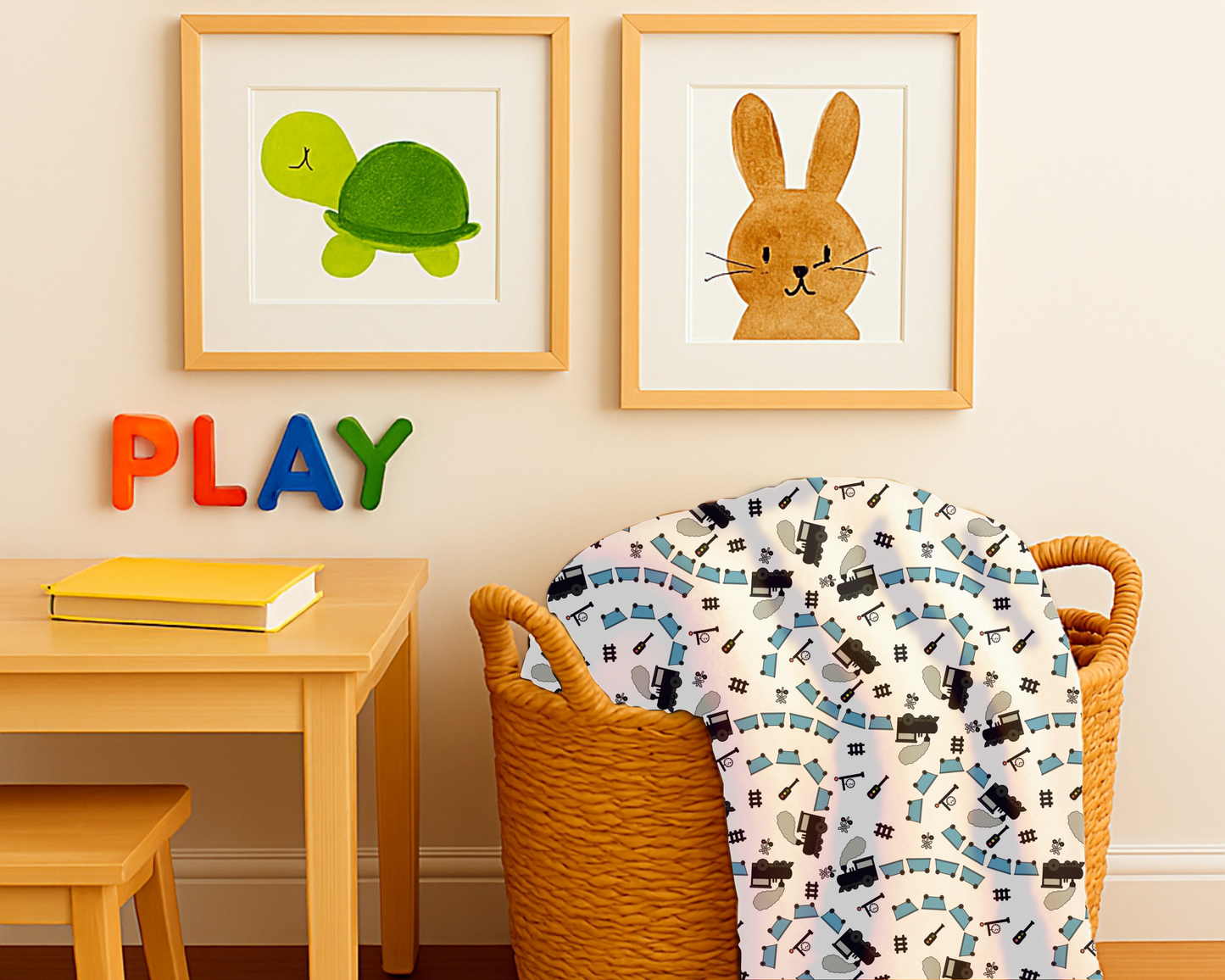 Train Themed Velveteen Plush Blanket – Soft Locomotive Throw for Kids, Adults & Train Lovers