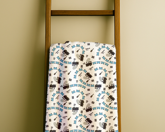 Train Themed Velveteen Plush Blanket – Soft Locomotive Throw for Kids, Adults & Train Lovers