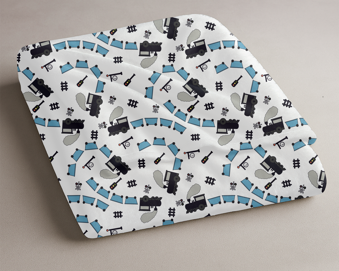 Train Themed Velveteen Plush Blanket – Soft Locomotive Throw for Kids, Adults & Train Lovers