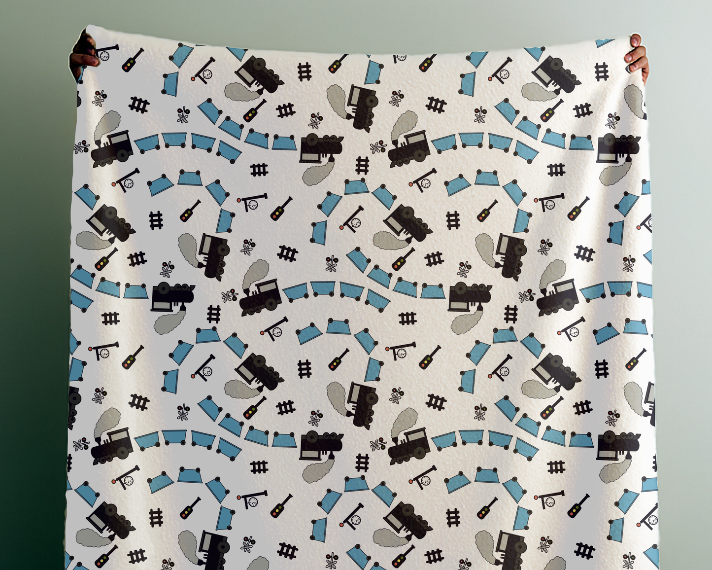 Train Themed Velveteen Plush Blanket – Soft Locomotive Throw for Kids, Adults & Train Lovers