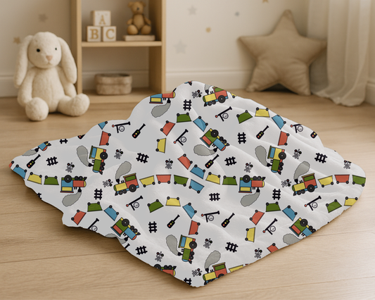 Locomotive Train Plush Blanket – Soft Velveteen Throw for Bedroom, Living Room & Gifts