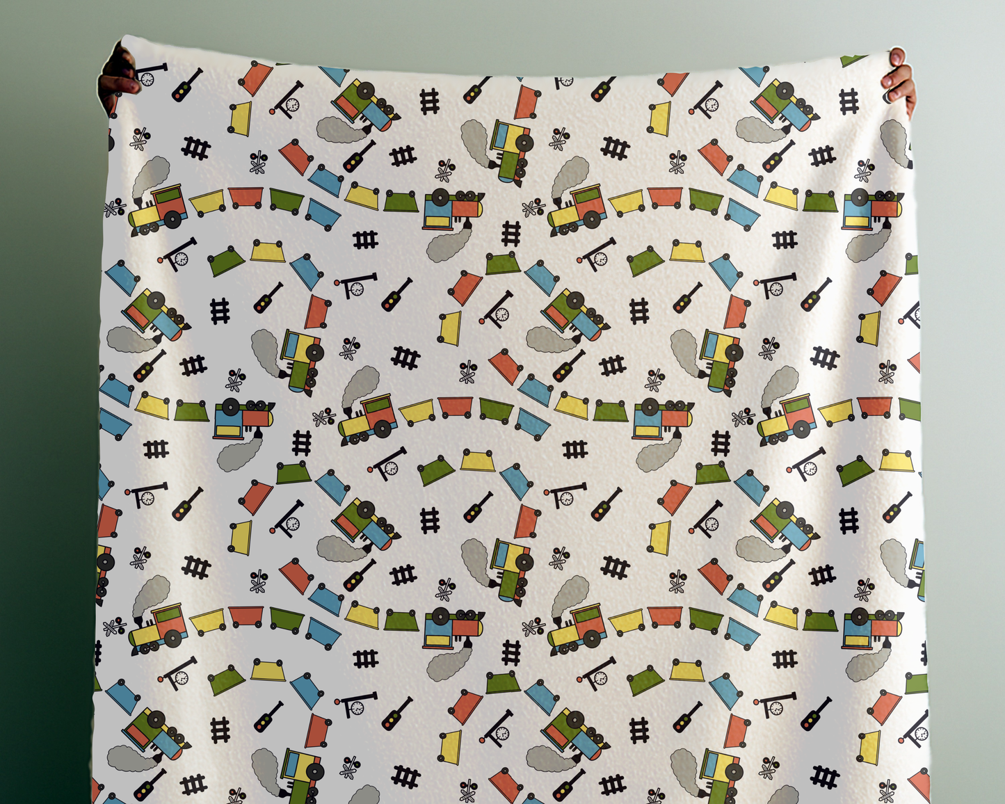 Locomotive Train Plush Blanket – Soft Velveteen Throw for Bedroom, Living Room & Gifts