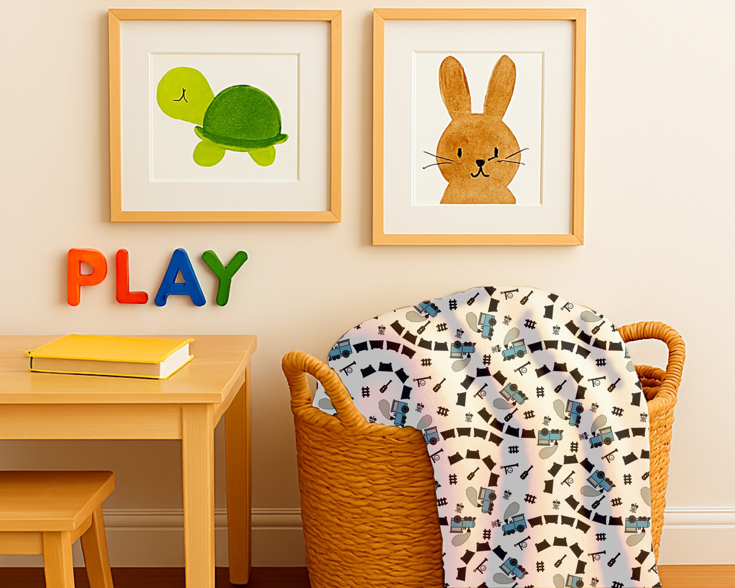 Train Lover Plush Blanket – Cozy Velveteen Throw with Locomotive Design for Home & Gifts