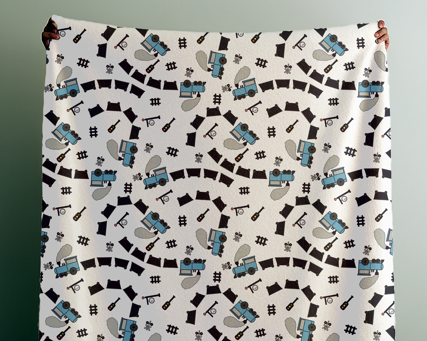 Train Lover Plush Blanket – Cozy Velveteen Throw with Locomotive Design for Home & Gifts