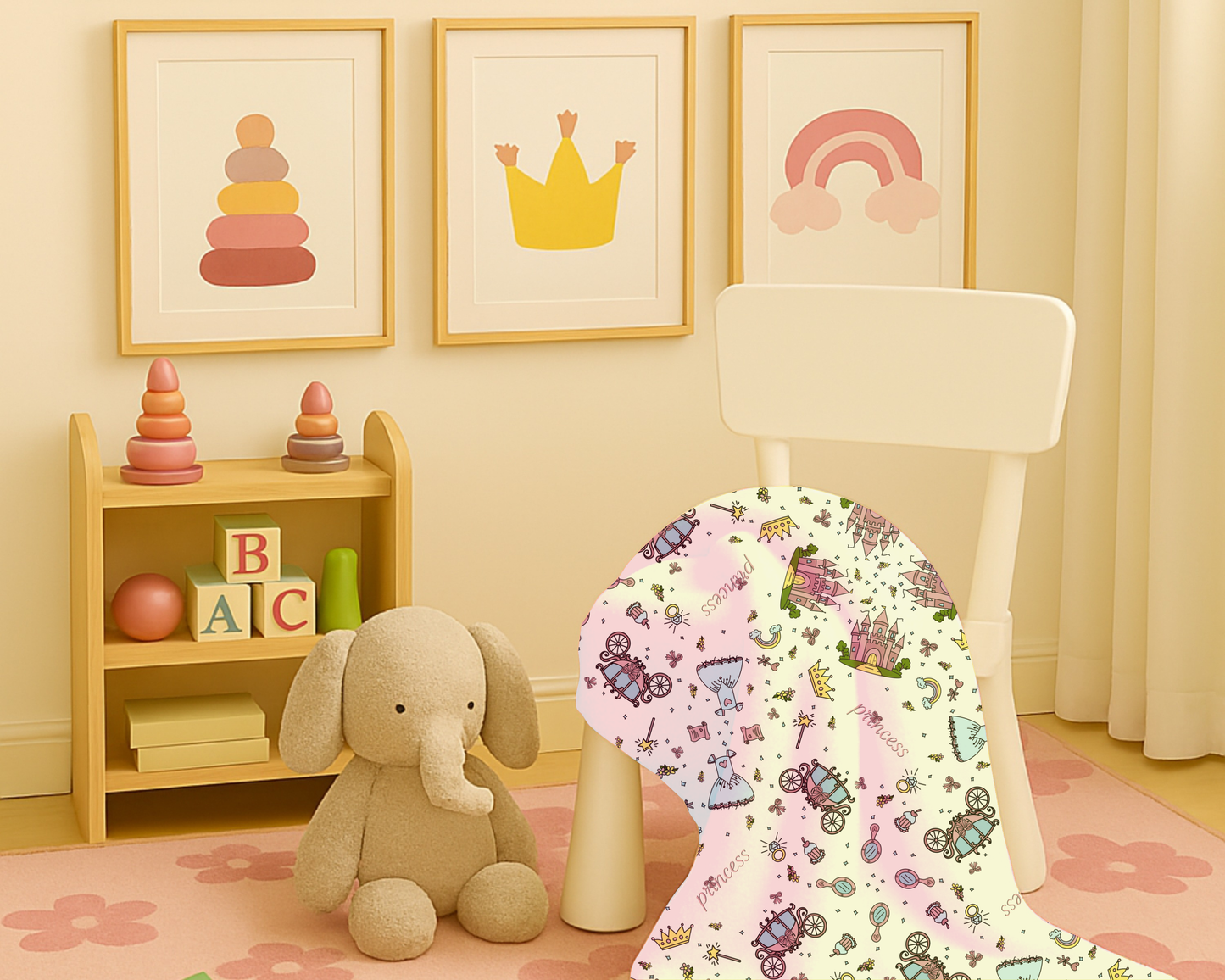 Personalized Princess Blanket – Custom Name Velveteen Plush Throw for Girls’ Bedroom Decor