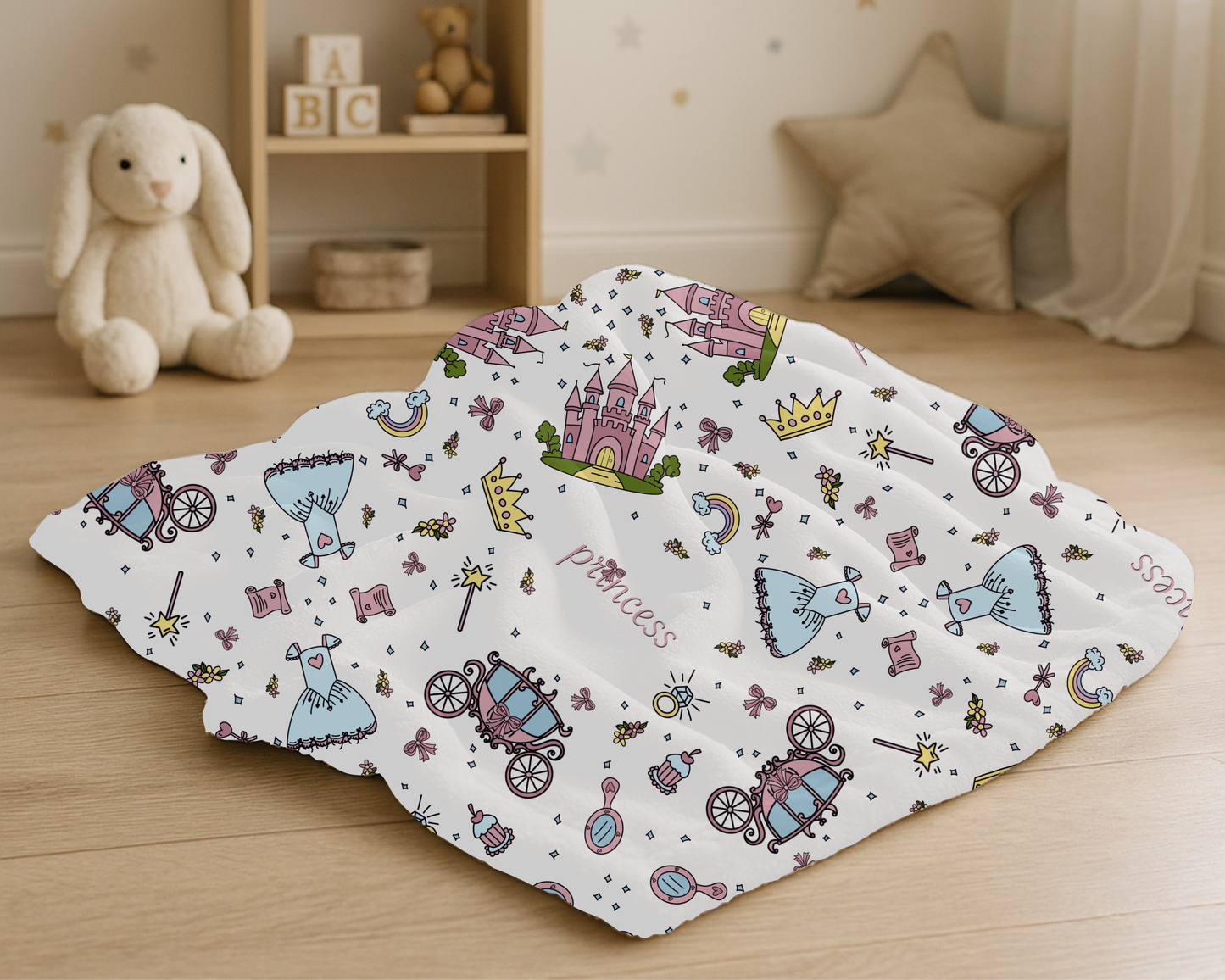 Personalized Princess Blanket – Custom Name Velveteen Plush Throw for Girls’ Bedroom Decor