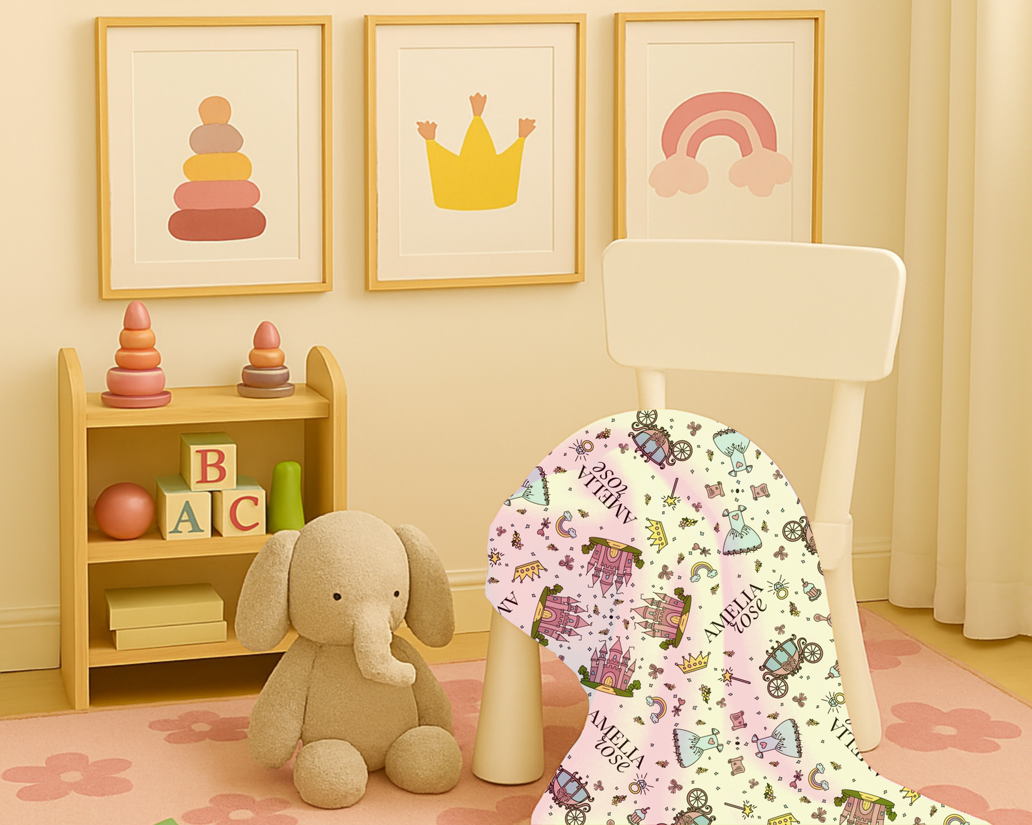 Personalized Princess Blanket – Custom Name Velveteen Plush Throw for Girls’ Bedroom