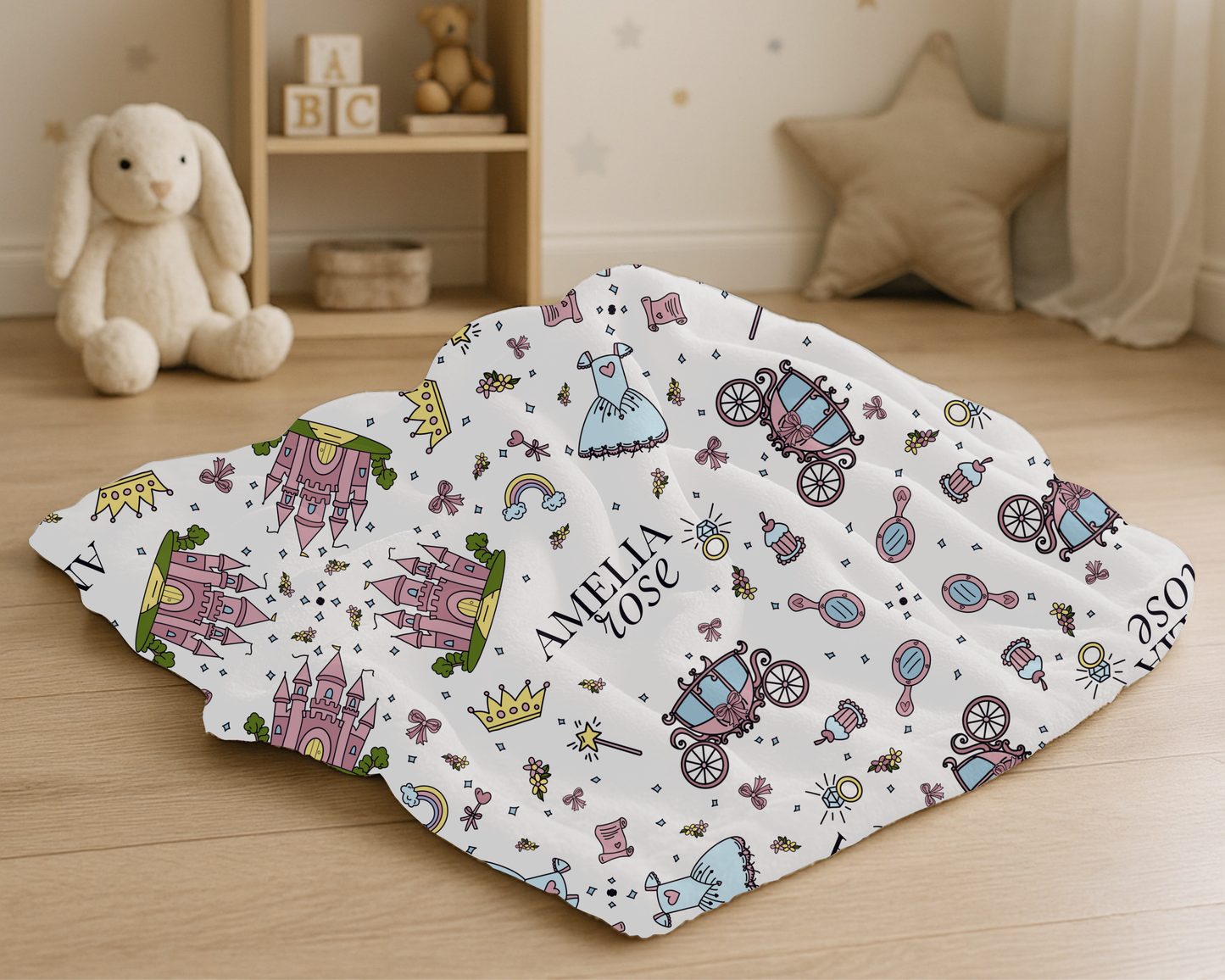 Personalized Princess Blanket – Custom Name Velveteen Plush Throw for Girls’ Bedroom