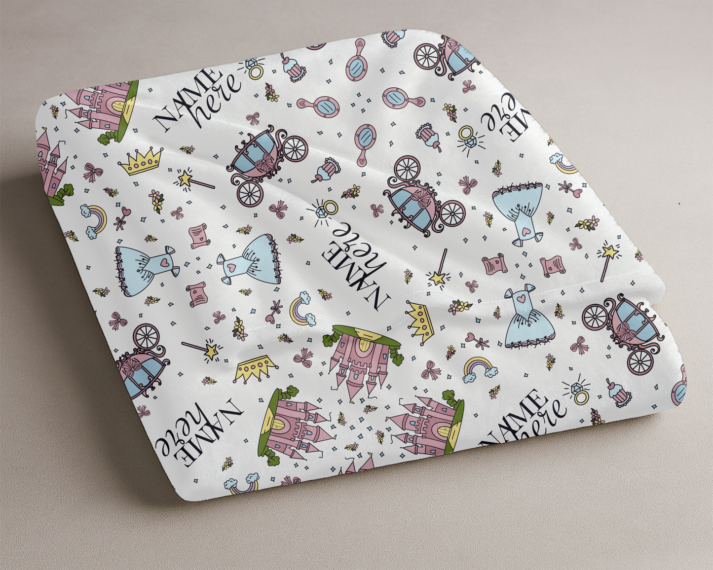 Personalized Princess Blanket – Custom Name Velveteen Plush Throw for Girls’ Bedroom