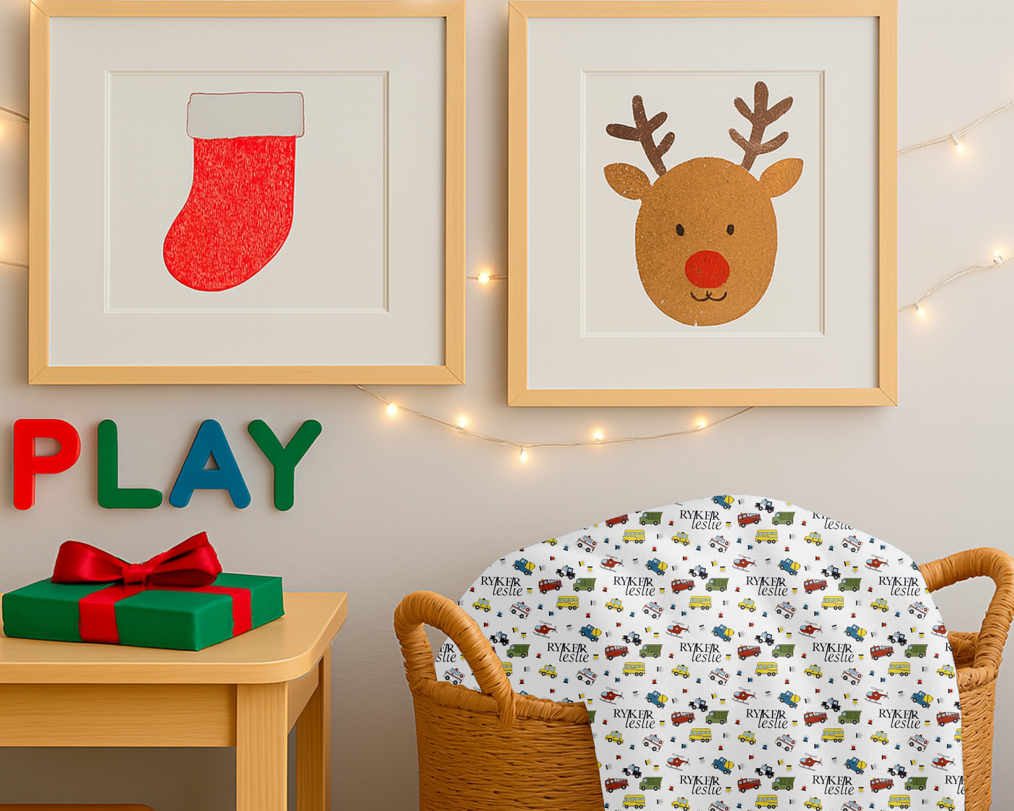 Personalized Kids Car Blanket Custom Name Velveteen Plush Throw with Trucks and Cars Holiday Gift