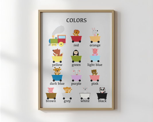 Colors Poster for Kids | Educational Color Chart | Toddler Learning Wall Art for Nursery, Playroom & Classroom Decor