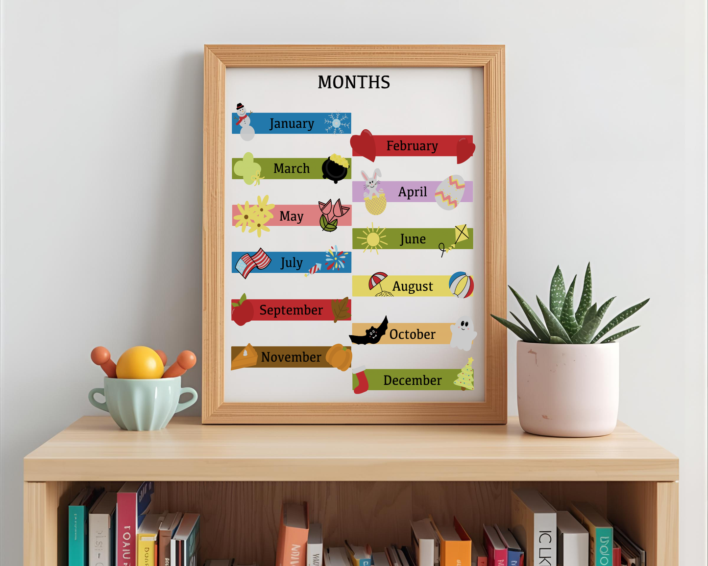 Months of the Year Poster Printable | Preschool Calendar Chart | Learning Months Wall Art | Classroom Educational Print