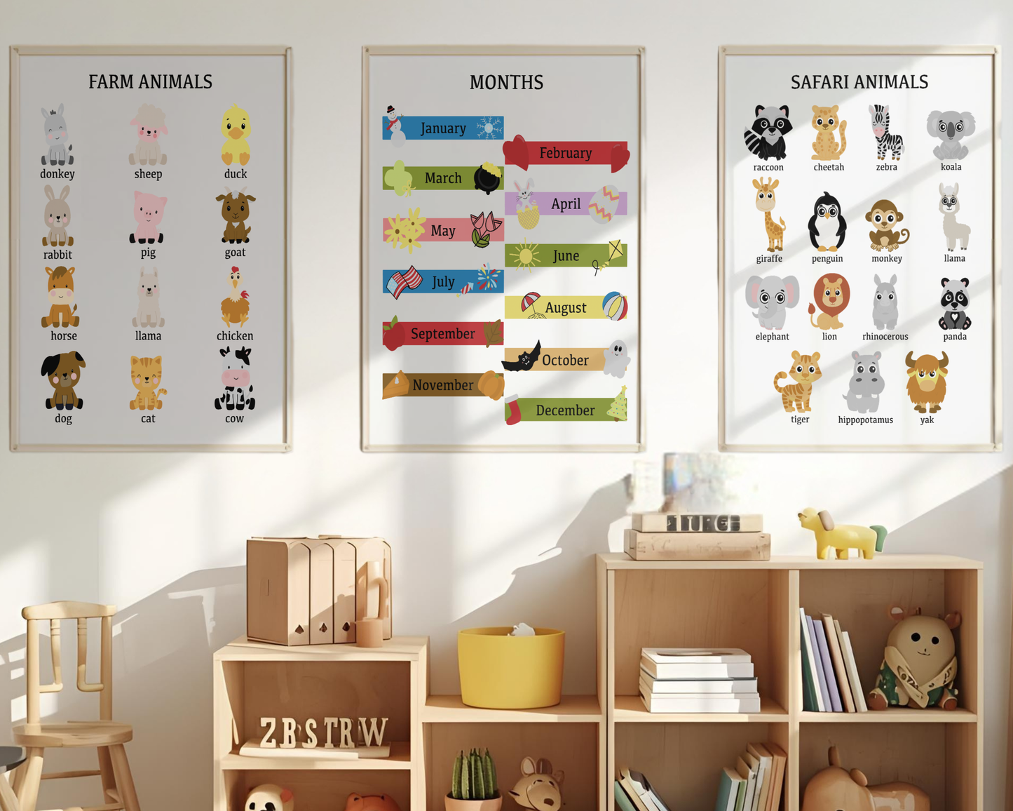 Months of the Year Poster Printable | Preschool Calendar Chart | Learning Months Wall Art | Classroom Educational Print