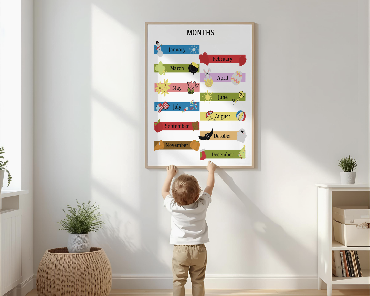 Months of the Year Poster Printable | Preschool Calendar Chart | Learning Months Wall Art | Classroom Educational Print