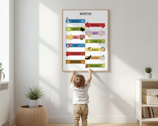 Months of the Year Poster Printable | Preschool Calendar Chart | Learning Months Wall Art | Classroom Educational Print