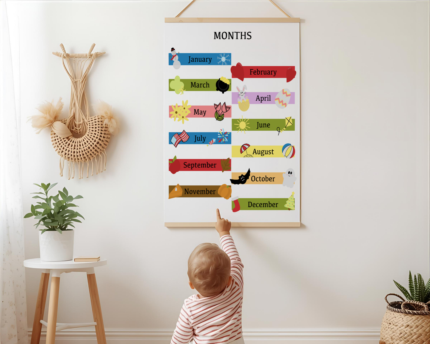 Months of the Year Poster Printable | Preschool Calendar Chart | Learning Months Wall Art | Classroom Educational Print