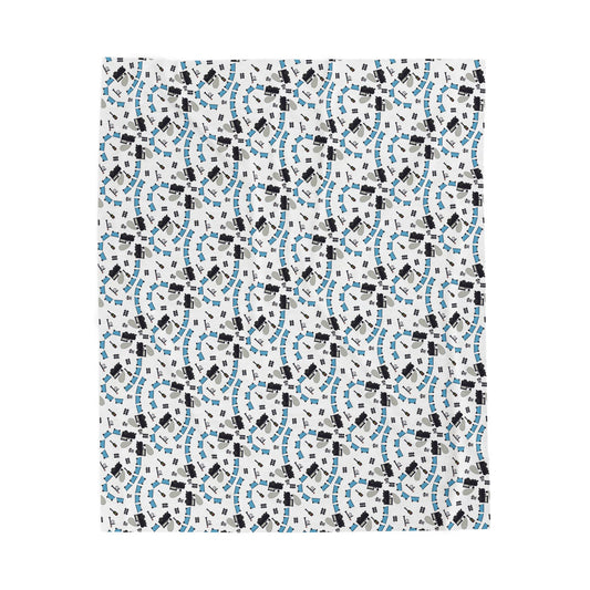 Train Themed Velveteen Plush Blanket – Soft Locomotive Throw for Kids, Adults & Train Lovers